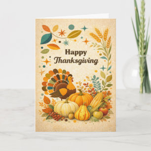 Mid Century Modern Thanksgiving Truthahn Ernte Karte