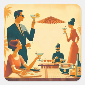 Mid Century Modern The Martini Cocktail Critics Quadratischer Aufkleber