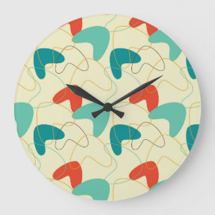 Mid-Century Modern Wall Clock, Retro Pattern Große Wanduhr
