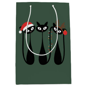 Mid Century Modern Weihnachtskatzen Retro Klassike Mittlere Geschenktüte