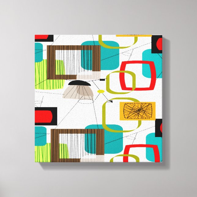 Mid Century Modern Wrapped Canvas Abstract #16 Leinwanddruck (Vorderseite)