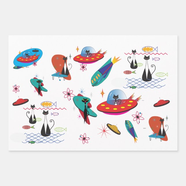 Mid Century Modern Wrapping Paper Geschenkpapier Set (Vorderseite)