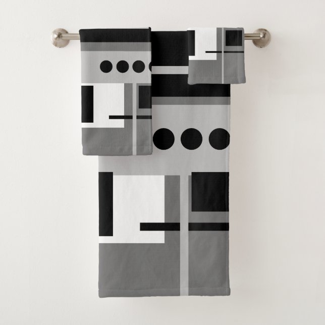 Mid Century moderne Abstrait noir blanc et gris (En situation)