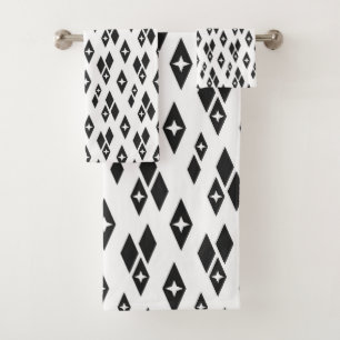 Mid Century moderne Diamants atomiques noir et bla