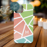 Mid Century Moderne Farbblockpasten MCM Case-Mate iPhone Hülle<br><div class="desc">Ein trendiges,  blau-weißes Design mit einem einfachen Monogramm. Korallenrosa und pastellgrün mit weißem Design und geometrischen Linien.</div>