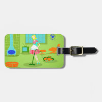 Mid Century Moderne Retro Hausfrau Gepäckstück Tag
