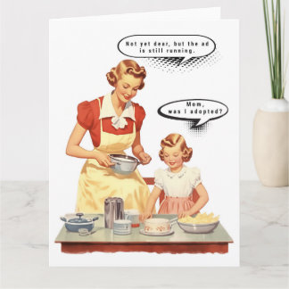 Mid-Century Mother and Daughter with Funny Caption Karte
