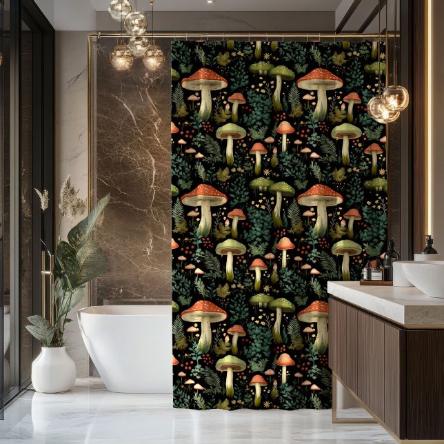 Mid-Century Mushroom Curtain Soft Earthy Hues Duschvorhang (Mid-Century Mushroom Curtain Soft Earthy Hues)