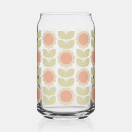  Mid-Century Pastel Pink Retro Floral Pattern Dosenglas