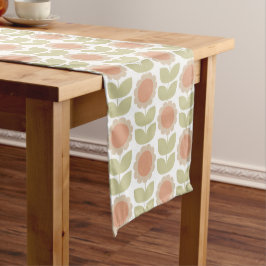  Mid-Century Pastel Pink Retro Floral Pattern Großer Tischläufer