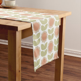  Mid-Century Pastel Pink Retro Floral Pattern Kurzer Tischläufer