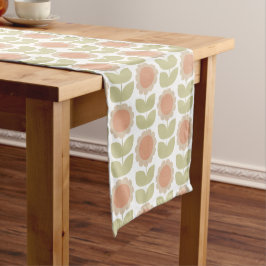  Mid-Century Pastel Pink Retro Floral Pattern Mittelgroßer Tischläufer