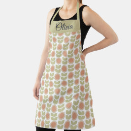  Mid-Century Pastel Pink Retro Floral Pattern Schürze