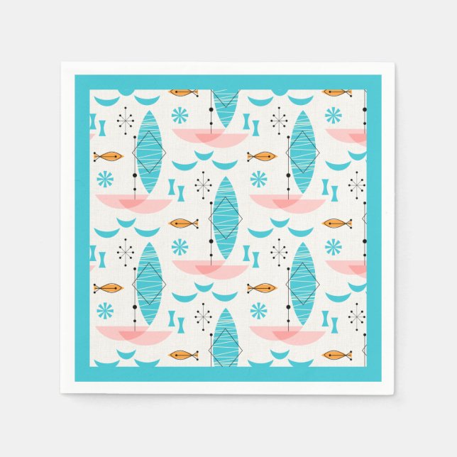Mid Century Pink Catamaran Serviette (Vorderseite)