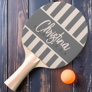 Mid-Century Polo Candy Stripe Sandcastle Pink Name Tischtennis Schläger