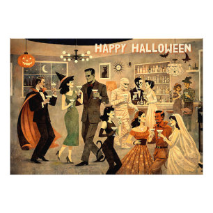 Mid Century Retro 40er Halloween Martini-Party Fotodruck