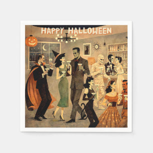 Mid Century Retro 40er Halloween Martini-Party Serviette