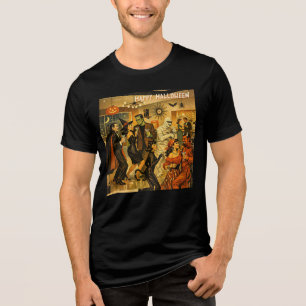 Mid Century Retro 50er Halloween Martini-Party Tri-Blend Shirt