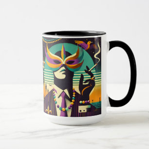 Mid Century Retro 60er Mardi Gras Der rauchende Ma Tasse