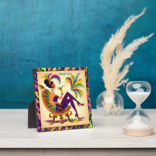 Mid Century Retro 60er Mardi Gras Martini Frau Fotoplatte