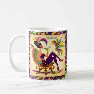 Mid Century Retro 60er Mardi Gras Martini Frau Kaffeetasse
