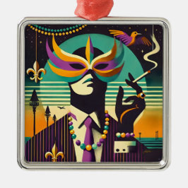 Mid Century Retro 60s Mardi Gras The Smoking Man Ornament Aus Metall