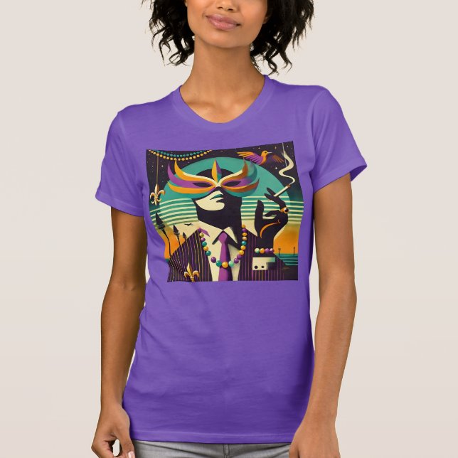 Mid Century Retro 60s Mardi Gras The Smoking Man T-Shirt (Vorderseite)