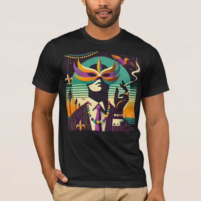 Mid Century Retro 60s Mardi Gras The Smoking Man T-Shirt (Vorderseite)