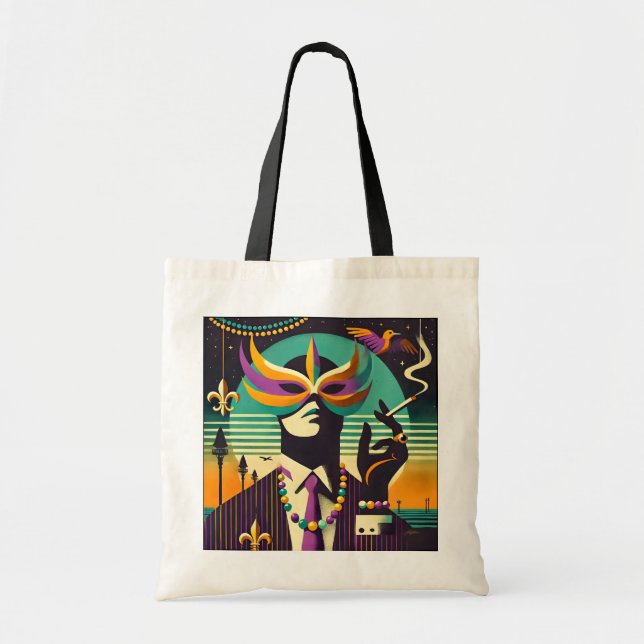 Mid Century Retro 60s Mardi Gras The Smoking Man Tragetasche (Vorne)