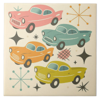Mid-Century Retro Cars Atomic Starburst  Fliese