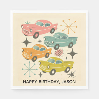 Mid-Century Retro Cars Atomic Starburst  Serviette