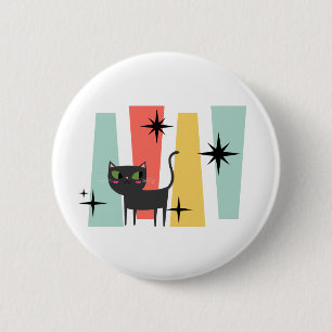 Mid Century Retro Katze  Button