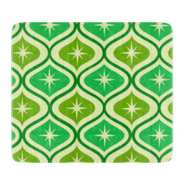 Mid Century Retro Starbursts On Green Ogee Pattern Schneidebrett
