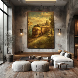 Mid-Century Retro Venice Train – Vintage European  Poster