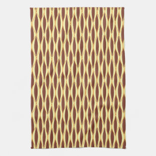 Mid-Century Ribbon Print - brown and gold Handtuch