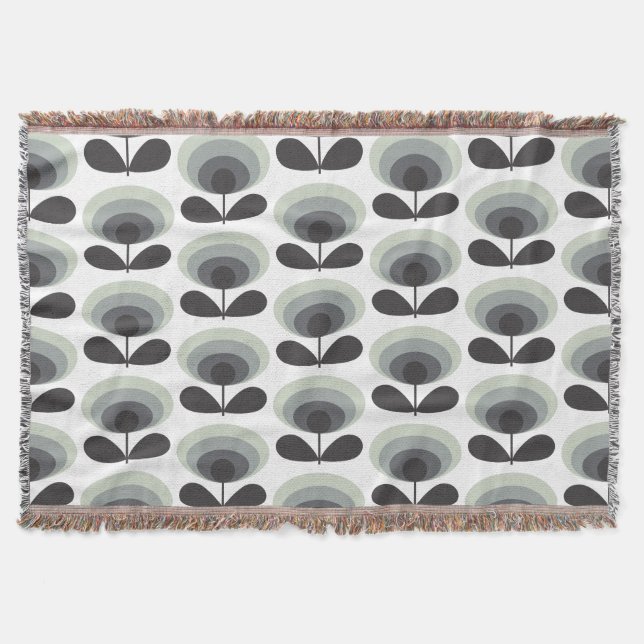 Mid Century Scandinavian Modern Retro Flower Bloom Decke (Vorderseite)