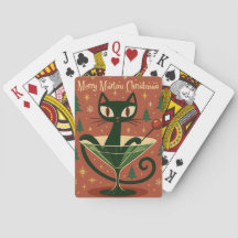 Mid Century Schwarze Katze Merry Martini Weihnacht
