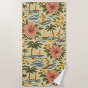 Mid-Century-Shirt mit verblasstem hawaiianischem D Strandtuch