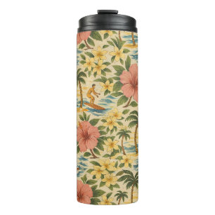 Mid-Century-Shirt mit verblasstem hawaiianischem D Thermosbecher