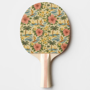 Mid-Century-Shirt mit verblasstem hawaiianischem D Tischtennis Schläger