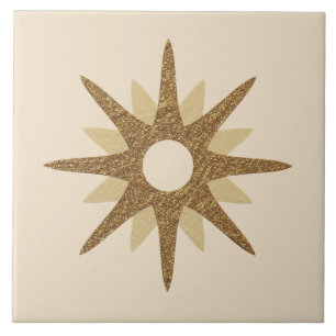 Mid-Century Single Gold Starburst Groß Fliese