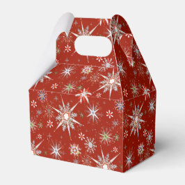 Mid-Century Snowflakes Galore On Red Geschenkschachtel