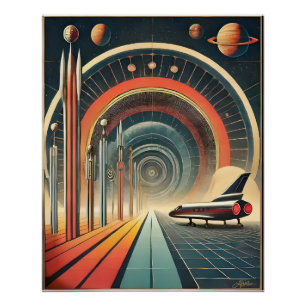 Mid Century Space Age Art Wormhole Port Poster