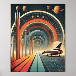 Mid Century Space Age Art Wormhole Port Poster