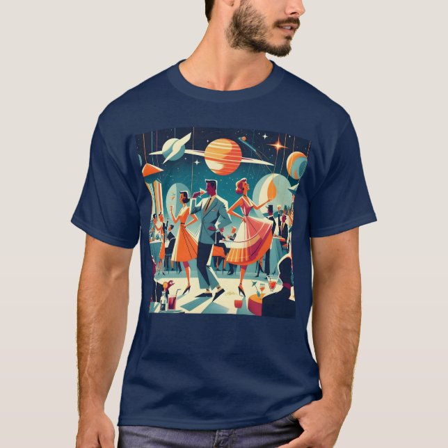 Mid Century Space Age Cocktail Party T-Shirt (Vorderseite)