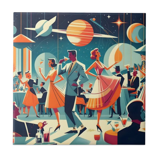 Mid Century Space Age Cocktailparty Fliese (Vorderseite)