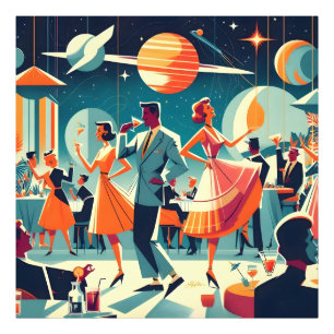 Mid Century Space Age Cocktailparty Fotodruck