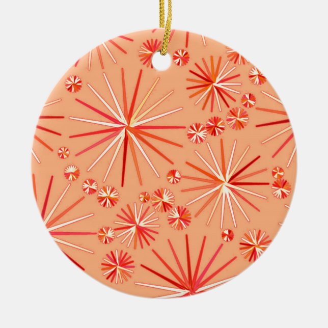 Mid Century Sputnik pattern, Shades of Coral Keramik Ornament (Vorne)