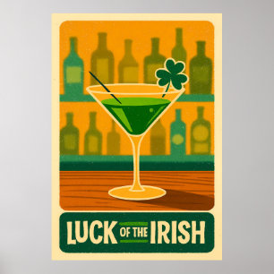 Mid Century St. Patrick's Shamrock Martini Kunst Poster