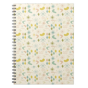 Mid Century Starburst und Boomerang-Muster Notizblock